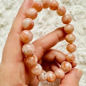 Natural Sunstone Bracelet | Genuine Sunstone Beads | Stretch